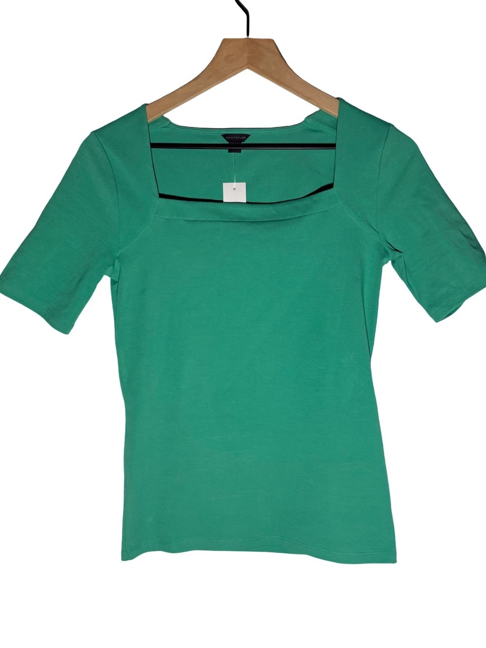Ann Taylor Aqua Green Square Neck Fitted Top Small NWT